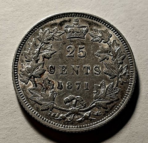 25 центов 1871 Канада UNC Великобритания Редкий год