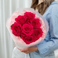 7 малиновых роз (сорт Пинк Флойд)