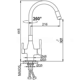 Filterli metbex kranı Frap 4396-15 cizgi