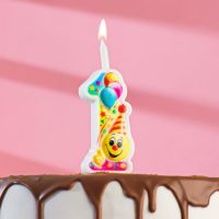 Свеча для торта «Смайлик с шарами», 9.9 см, цифра 1