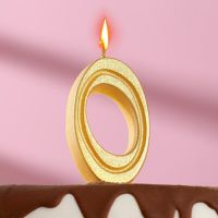 Свеча в торт «Грация», цифра 0, золото, 7 см