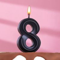 Свеча в торт «Грань», цифра 8, черный металлик, 6.5 см