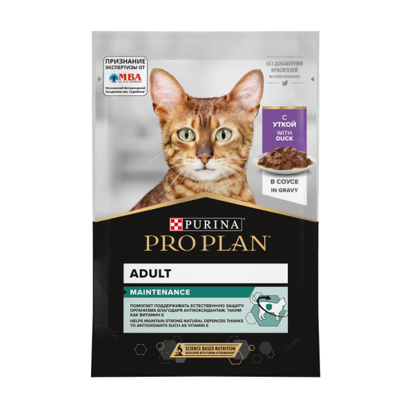 Влажный корм для кошек Pro Plan Adult Maintenance с уткой в соусе