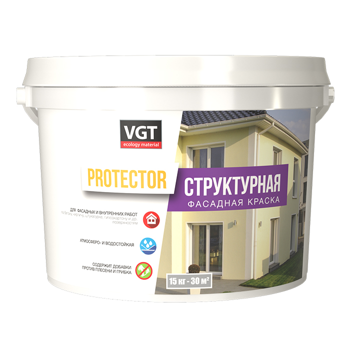 VGT Protektor структурная краска для наружных и внутренних работ, объем 7кг