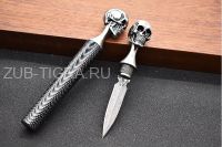 Нож тычковый Scull damascus