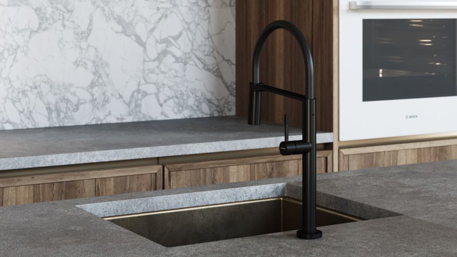 Однорычажный смеситель на горизонтальную поверхность для кухонной мойки Boheme Uno 114 ФОТО