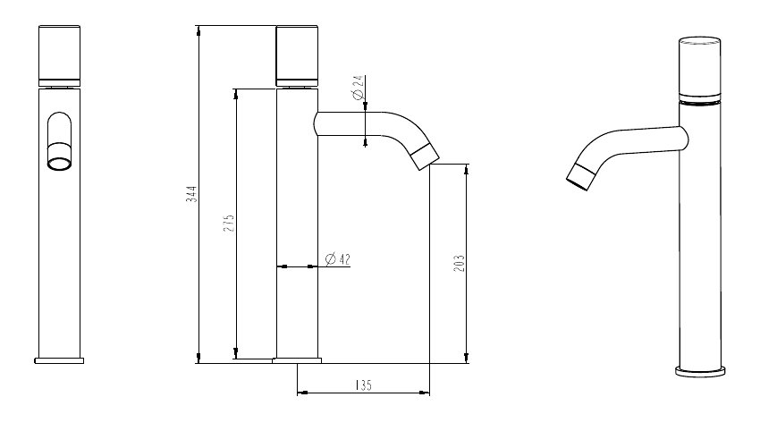 Золотой смеситель на горизонтальную поверхность для раковины Boheme Stick 122 ФОТО