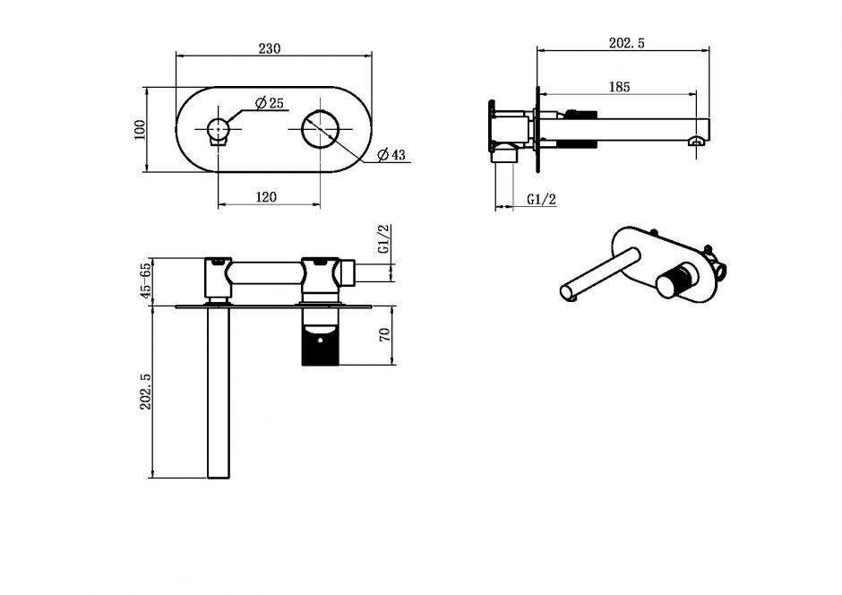 Однорычажный смеситель Boheme Stick 125, белый ФОТО