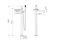 Белый напольный смеситель для ванны Boheme Stick 129 схема 3