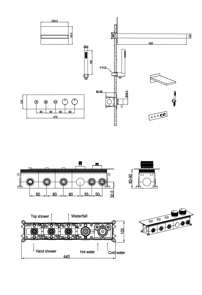 Встроенная душевая система с термостатом Boheme Fusion 131 ФОТО