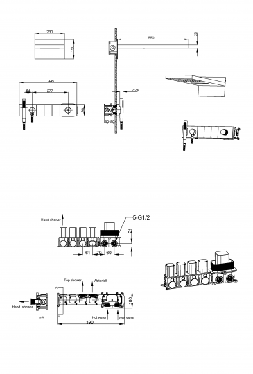 Встроенная душевая система 55х45х110 см Boheme ZODIAC 132 схема 10 Встроенная душевая система 55х45х110 см Boheme ZODIAC 132 схема 10