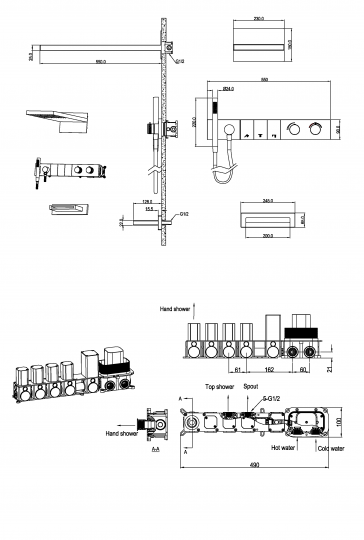 Встроенная душевая система 55х45х140 см Boheme ZODIAC 133-2 схема 8 Встроенная душевая система 55х45х140 см Boheme ZODIAC 133-2 схема 8