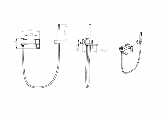 Однорычажный настенный смеситель для ванны Boheme Q 143 схема 11