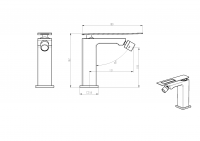 Однорычажный смеситель на горизонтальную поверхность для биде Boheme Q 146 схема 2