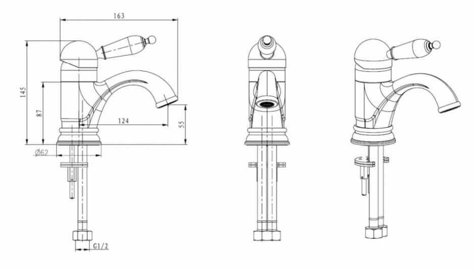 Однорычажный смеситель на горизонтальную поверхность для раковины Boheme Tradizionale 241 ФОТО