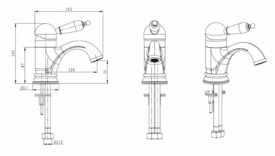 Однорычажный смеситель на горизонтальную поверхность для раковины Boheme Tradizionale 241 схема 2