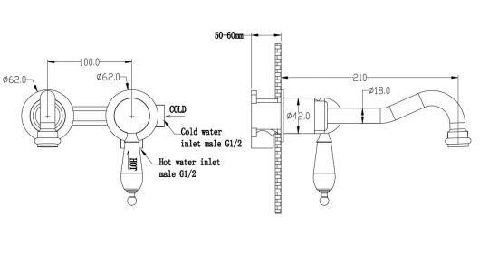 Однорычажный встраиваемый смеситель для раковины Boheme Tradizionale 267 схема 2 Однорычажный встраиваемый смеситель для раковины Boheme Tradizionale 267 схема 2