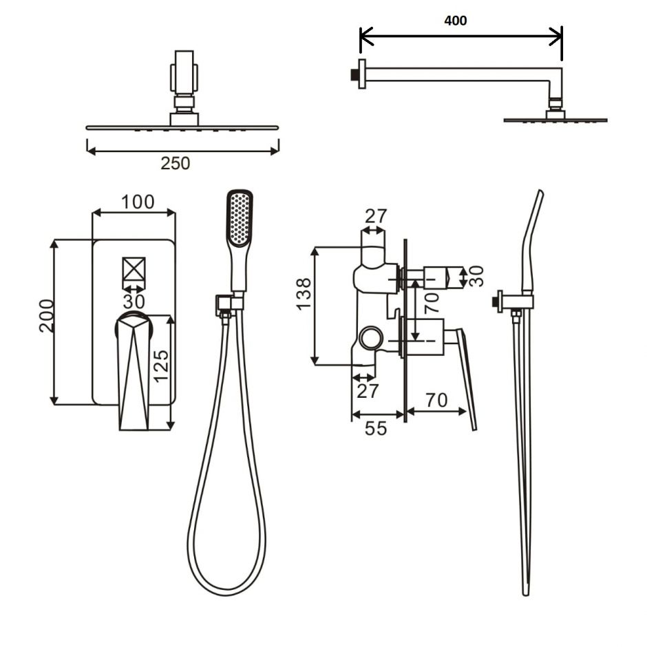 Однорычажный смеситель Boheme Venturo 374, настенный ФОТО