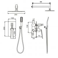 Однорычажный смеситель Boheme Venturo 374, настенный схема 5