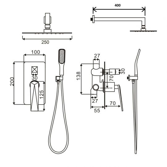 Однорычажный смеситель Boheme Venturo 374, настенный схема 5
