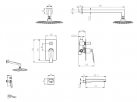 Однорычажный встраиваемый смеситель для душа Boheme Venturo 374-2 схема 4
