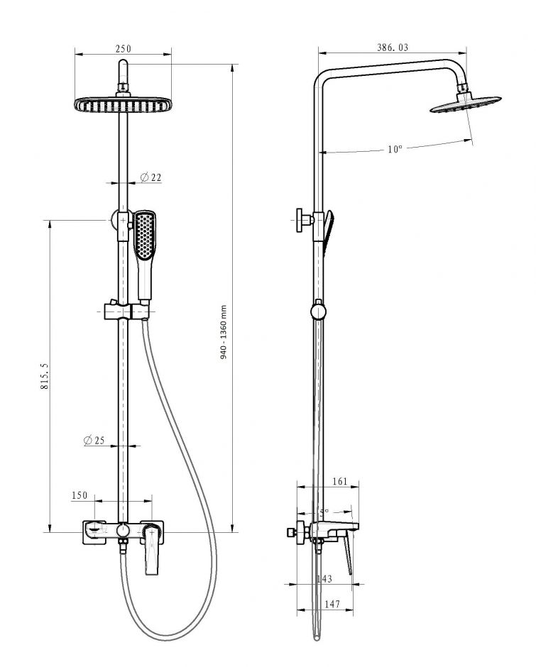 Стойка для душа со смесителем Boheme Venturo 378 ФОТО