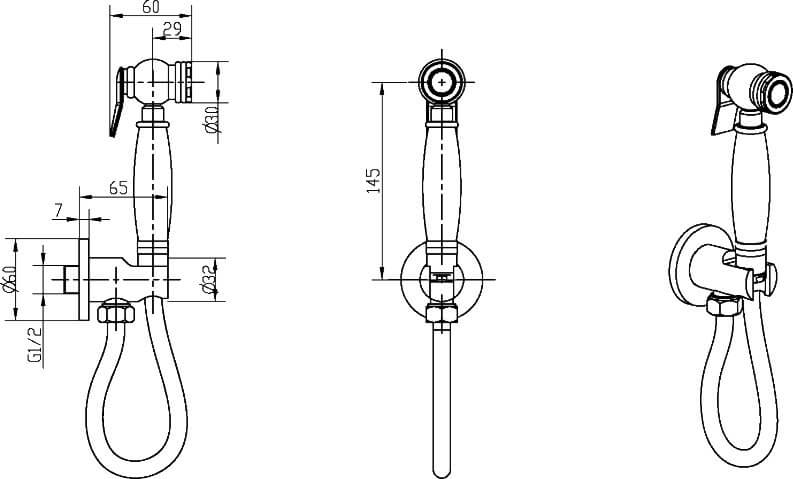 Гигиеническая лейка без штуцера Boheme Brillante 404/405/406/2 ФОТО