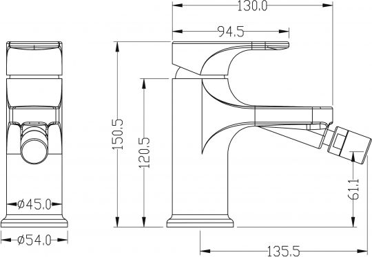 Однорычажный смеситель на горизонтальную поверхность для биде Boheme Spectre 456 схема 9 Однорычажный смеситель на горизонтальную поверхность для биде Boheme Spectre 456 схема 9