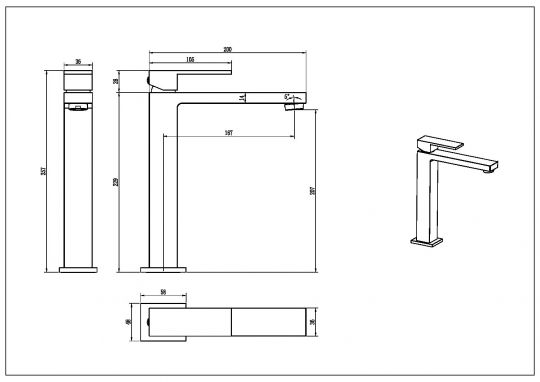 Однорычажный смеситель на горизонтальную поверхность для раковины Boheme Qubic 472 схема 10