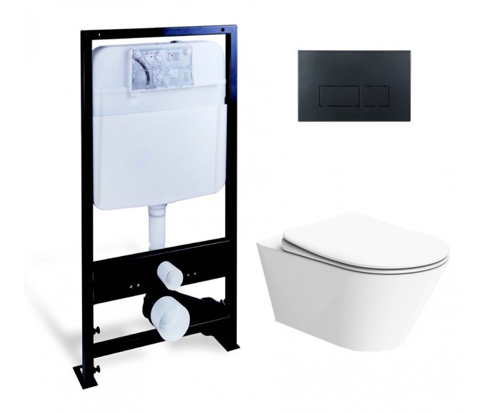 Изображение Сет Boheme Avva: инсталляция Boheme 666 с панелью смыва Boheme 664 и унитазом Boheme Avva 972-W сиденье микролифт