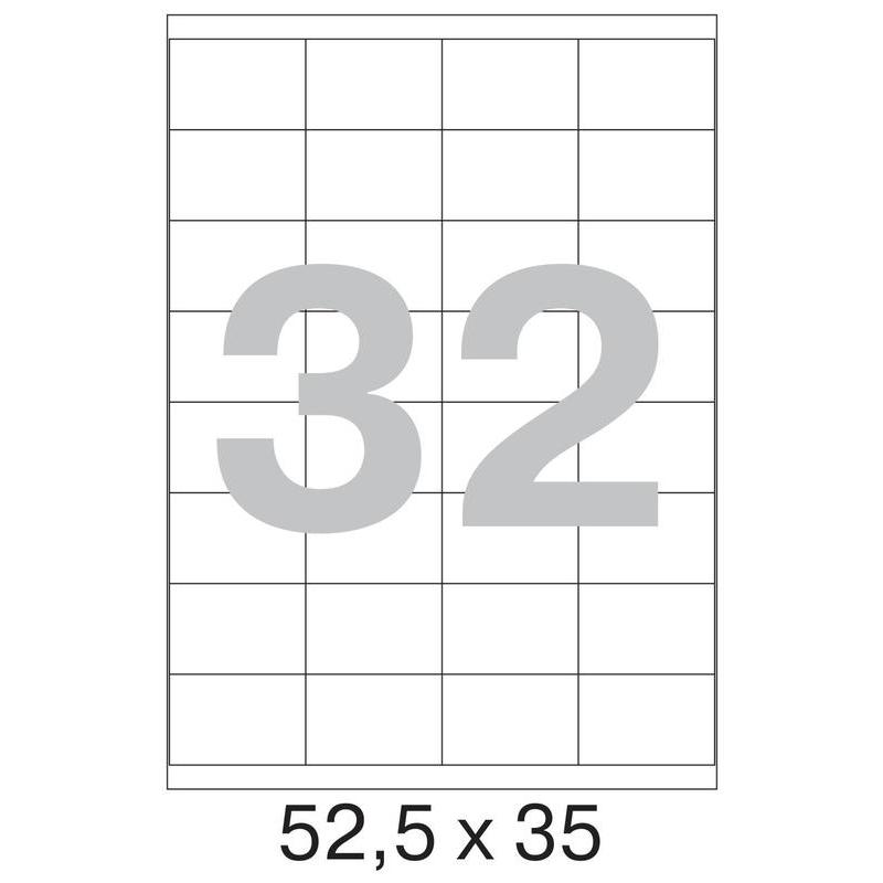 73642 / 640024  Этикетки самоклеящиеся MEGA LABEL 52,5х35 мм / 32 шт. на листе А 4 (100 листов в пачке)
