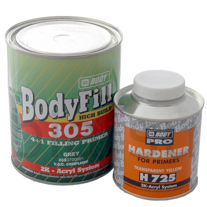 Body HB 305 Грунт-наполнитель с отвердителем 2K серый (комплект), 1л. + 250мл.