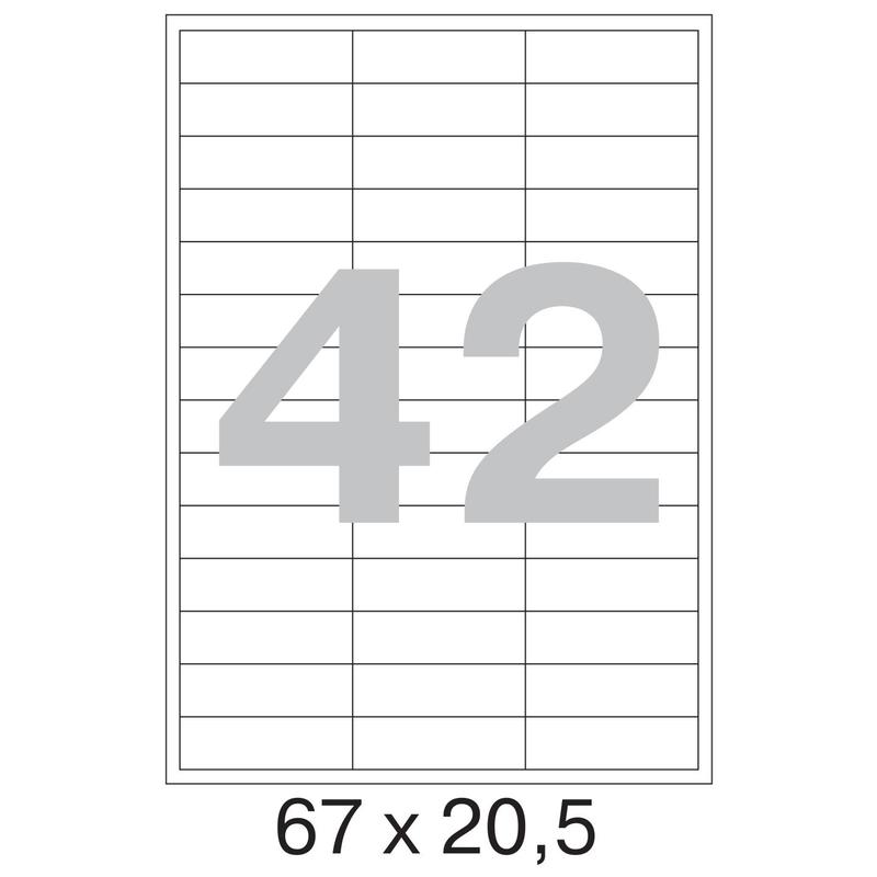 73640 / 641823  Этикетки самоклеящиеся MEGA LABEL 67х20,5 мм / 42 шт. на листе А 4 (100 листов в пачке)