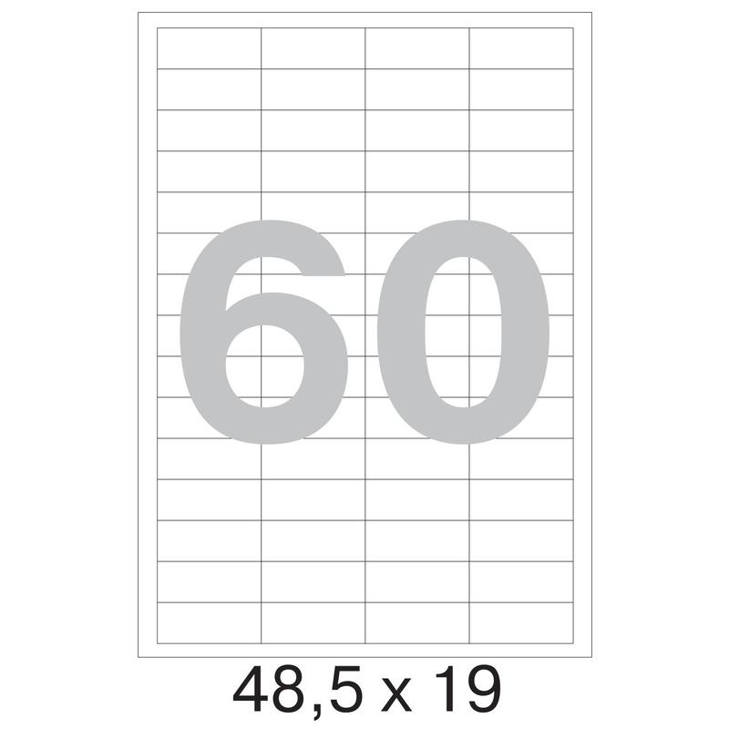 73646 / 641827  Этикетки самоклеящиеся MEGA LABEL 48, 5х19 мм / 60 шт.  на листе А4 (100 листов в пачке)