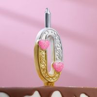 Свеча для торта «Сердечки» серебряно-золотая, 10.2 см, цифра 0