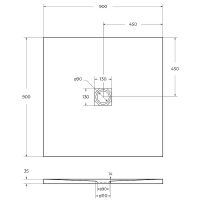 Душевой поддон из искусственного камня BelBagno Uno 90x90 TRAY-MR-UNO-A-90-35-W Белый схема 5