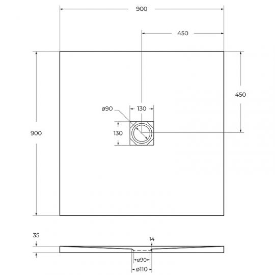 Душевой поддон из искусственного камня BelBagno Uno 90x90 TRAY-MR-UNO-A-90-35-W Белый ФОТО