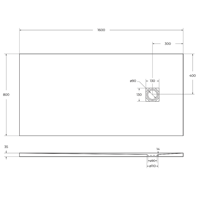 Душевой поддон из искусственного камня BelBagno Uno 160x80 TRAY-MR-UNO-AH-160/80-35-W Белый схема 5