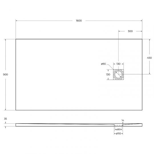 Душевой поддон из искусственного камня BelBagno Uno 160x90 TRAY-MR-UNO-AH-160/90-35-W Белый ФОТО