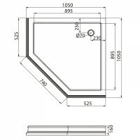 Душевой поддон из стеклокомпозита Migliore Diadema 105х105 24482 схема 2