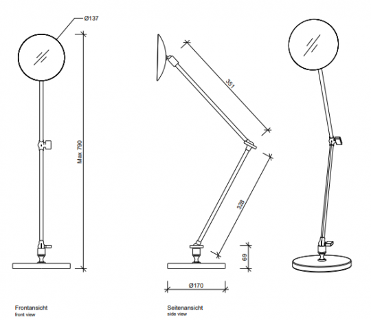 Маленькое косметическое зеркало Decor Walther Round на ножке 01028 схема 2