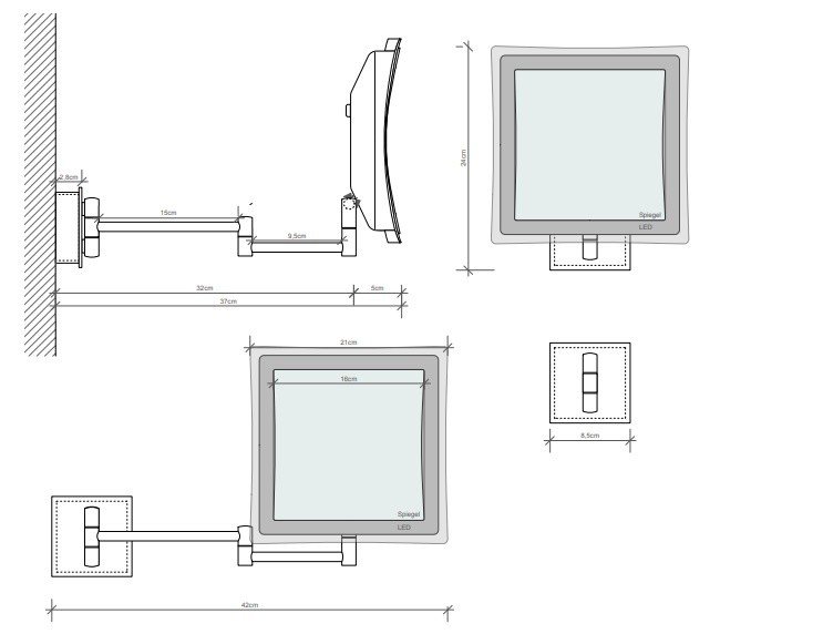Квадратное косметическое зеркало Decor Walther Bs 01216 ФОТО
