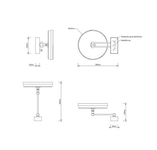 Косметическое зеркало настенное Decor Walther Century с увеличением 5х 01222 схема 2