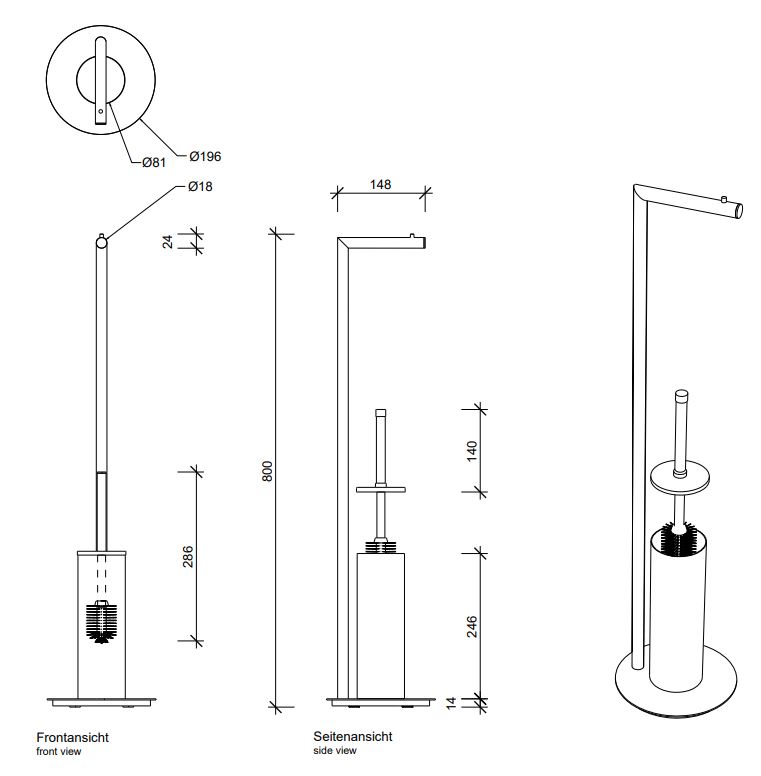 Стойка с ершиком и бумагодержателем Decor Walther Straight 05061 ФОТО