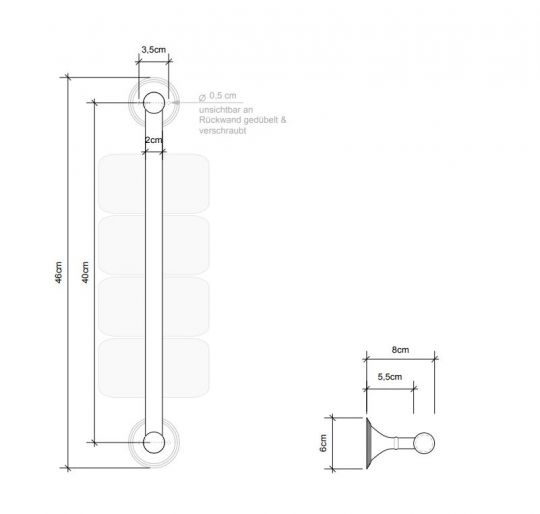 Держатель полотенец вертикальный Decor Walther Classic настенный 510400 схема 4 Держатель полотенец вертикальный Decor Walther Classic настенный 510400 схема 4