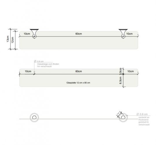 Подвесная полочка для ванной Decor Walther Classic 05122 80x13.5 схема 3