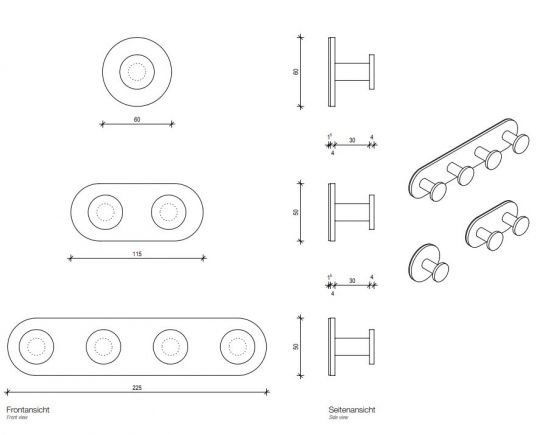 Крючок для полотенец в душевую Decor Walther Tube 05441 схема 2