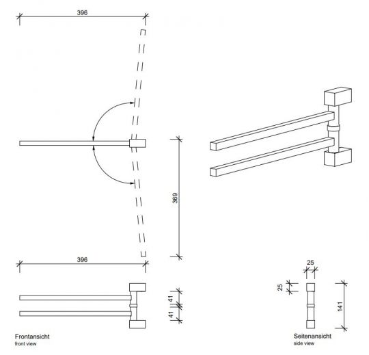 Настенный держатель полотенец Decor Walther Corner горизонтальный 560750 схема 5