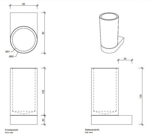 Настенный стакан для зубных щёток Decor Walther Century 05859 схема 2