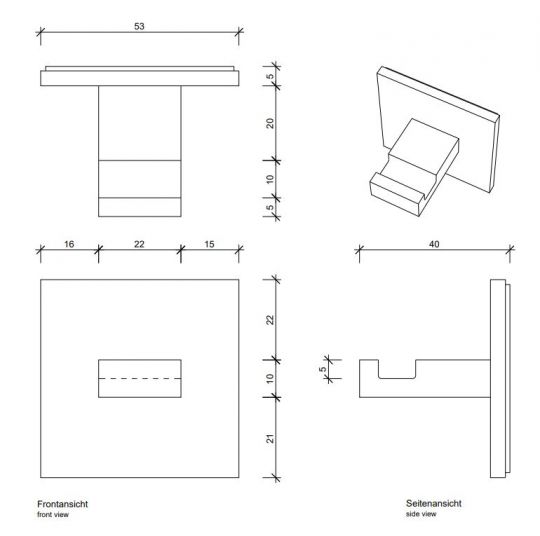 Самоклеящийся крючок Decor Walther Brick для ванной комнаты металлический 593900 схема 2 Самоклеящийся крючок Decor Walther Brick для ванной комнаты металлический 593900 схема 2